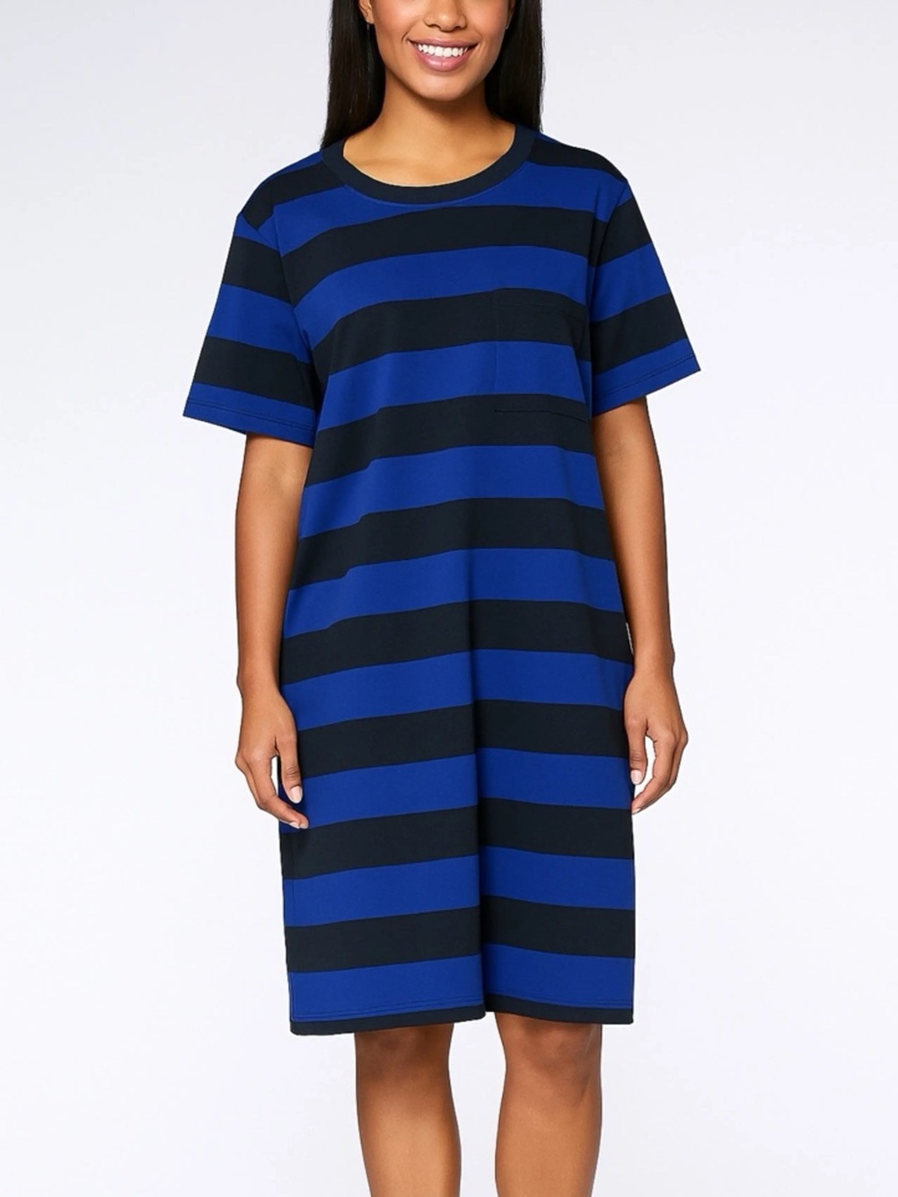 Banana Republic Blue & Navy Striped T-Shirt Shift Dress Size Large